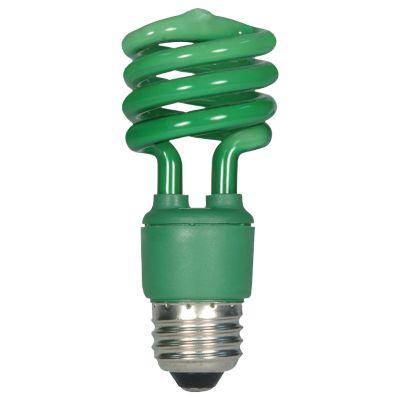 13W 120V T2 E26 Mini Spiral CFL Green Bulb by SATCO Lighting - Starlight Lighting USA and Canada